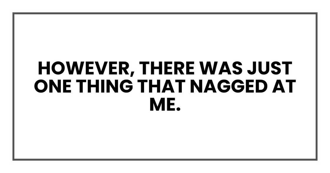 However, there was just one thing that nagged at me.