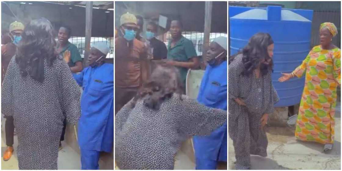 Toyin Abraham does not hesitate to go on her knees