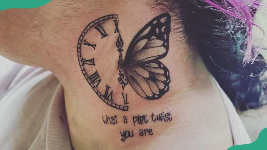 Butterfly clock tattoo Butterfly clock tattoo