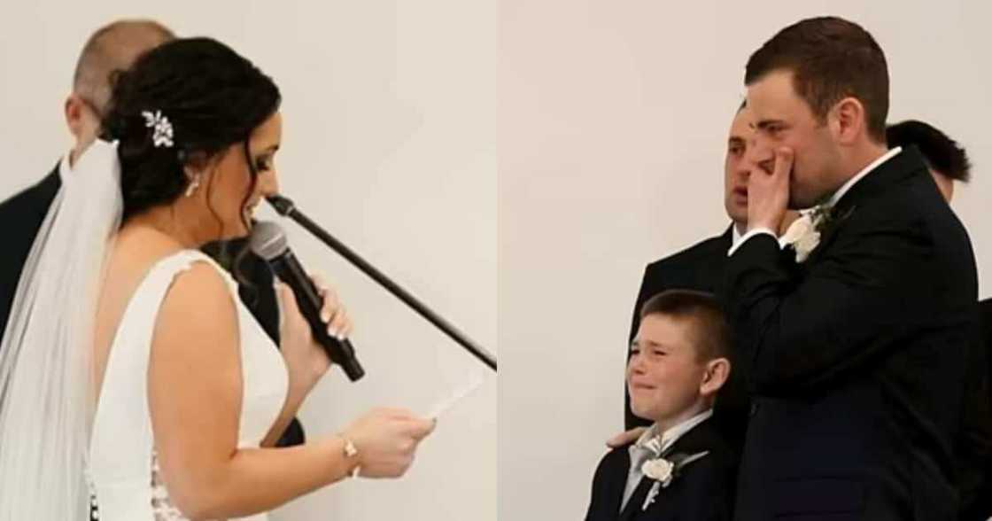 Bride spares beautiful vows for her stepson at her wedding. Bride spares beautiful vows for her stepson at her wedding.