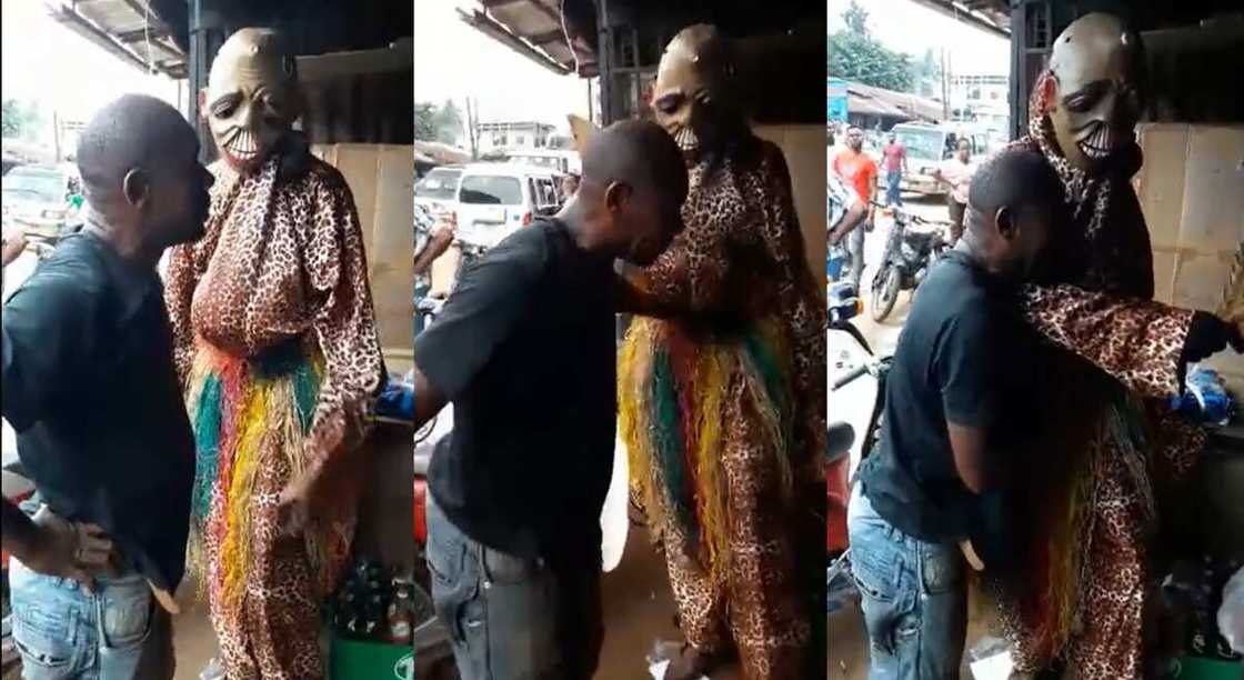 Photos of a Nigerian man and a masquerade.