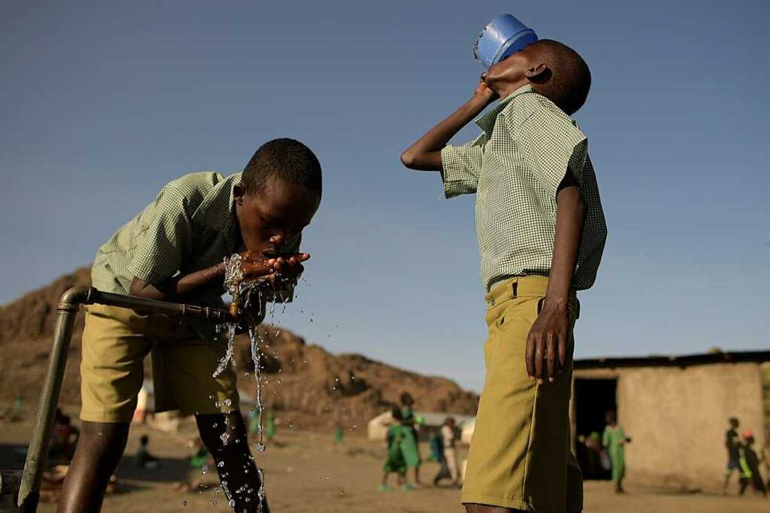 Children in the village suffer side effects from drinking water from Lake Turkana Children in the village suffer side effects from drinking water from Lake Turkana