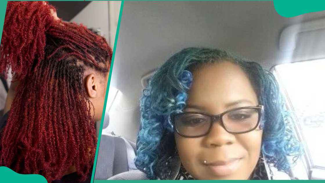 Red (L), blue (R) sisterlocks Red (L), blue (R) sisterlocks