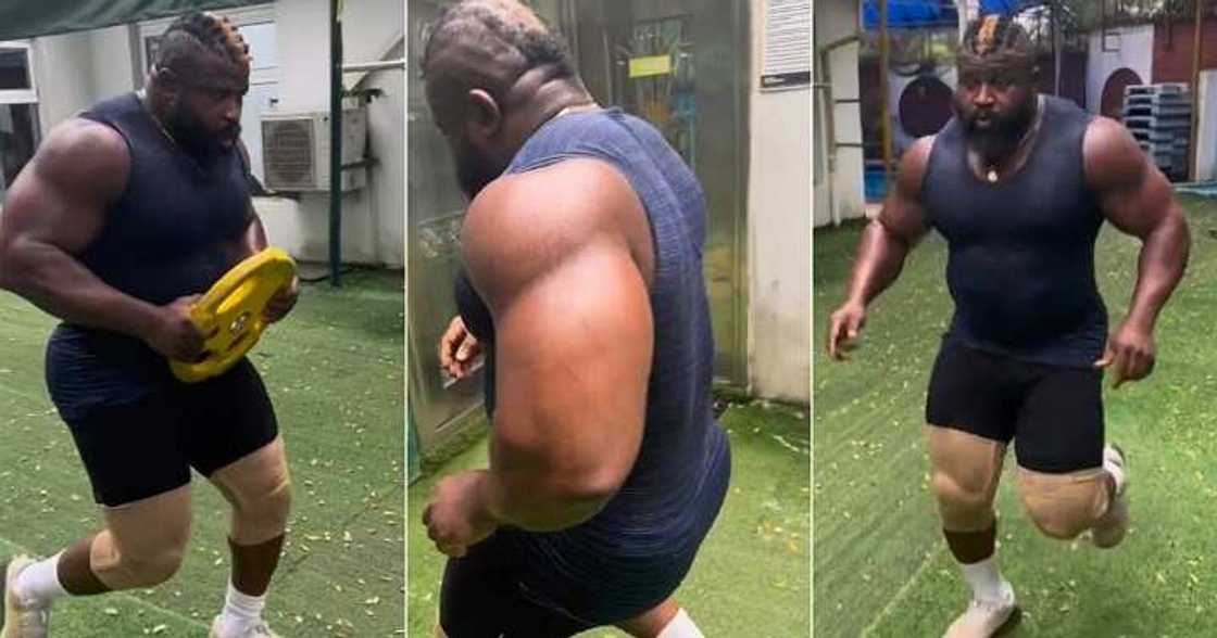 Video shows Kizz Daniel's bouncer working hard at gym