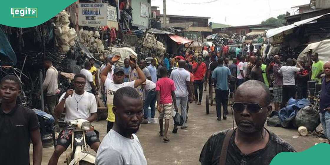 The market in Trademore Estate in Abuja razed by fire.