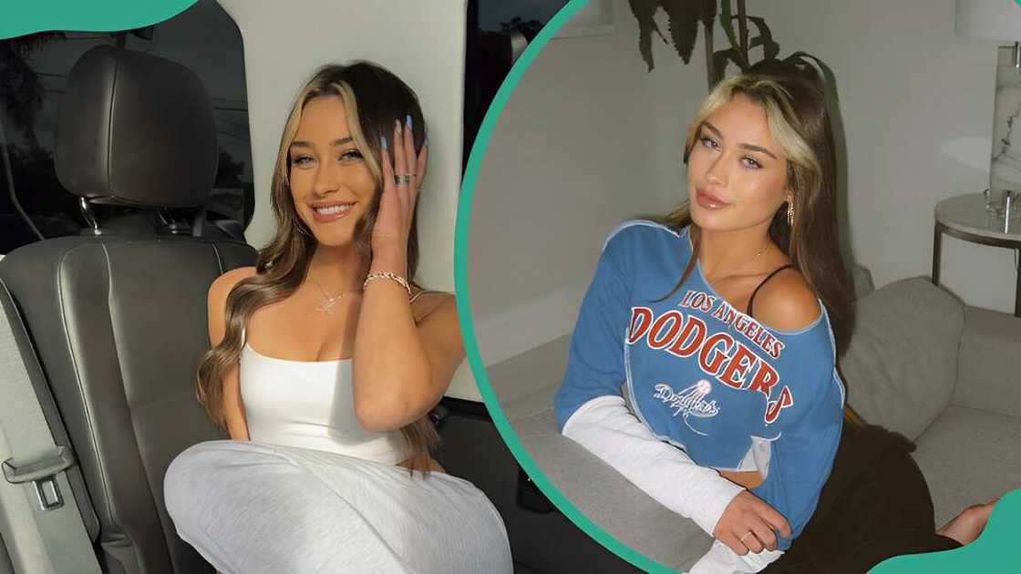 McKinley Richardson sitting in a car (L). The content creator sits on a couch (R). McKinley Richardson sitting in a car (L). The content creator sits on a couch (R).