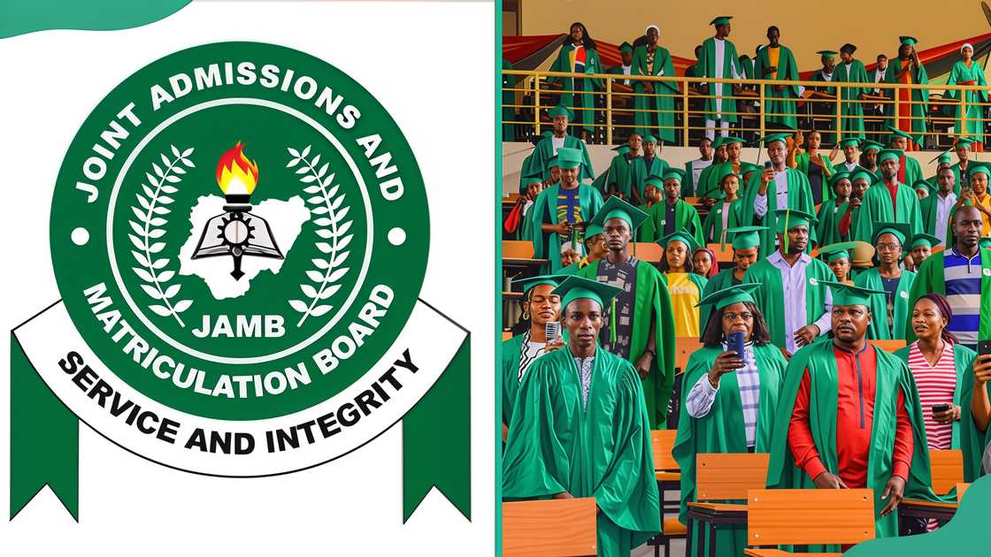 JAMB logo and University of Abuja graduates JAMB logo and University of Abuja graduates