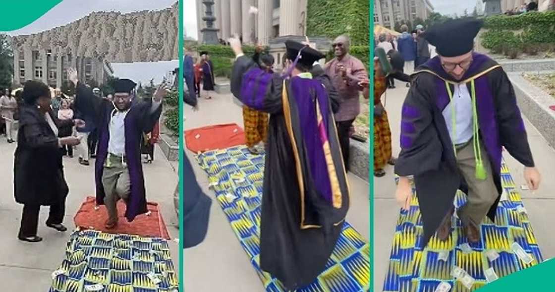 Oyinbo man celebrated by girlfriend's African family on his graduation day. Oyinbo man celebrated by girlfriend's African family on his graduation day.