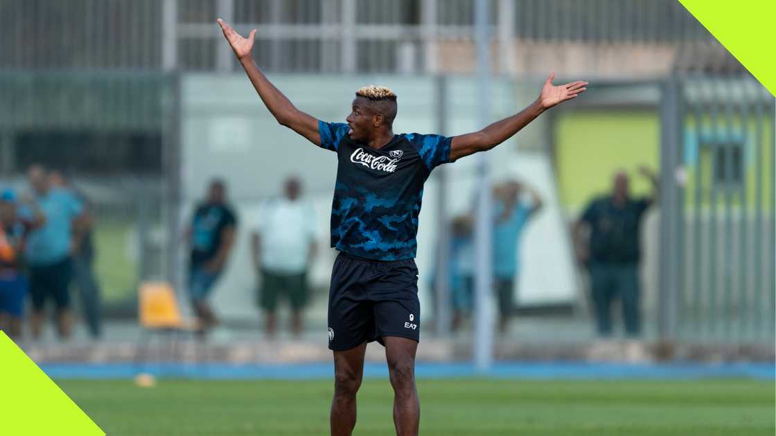 Victor Osimhen at Napoli's pre-season training. Victor Osimhen at Napoli's pre-season training.
