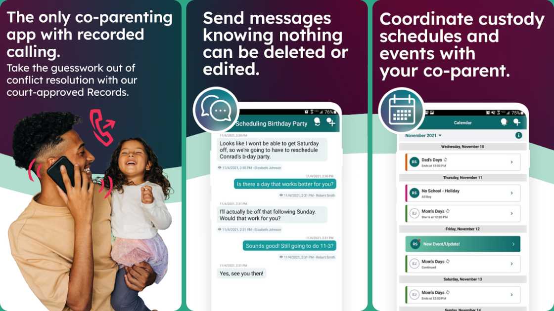 Main features of the TalkingParents: Co-Parent App