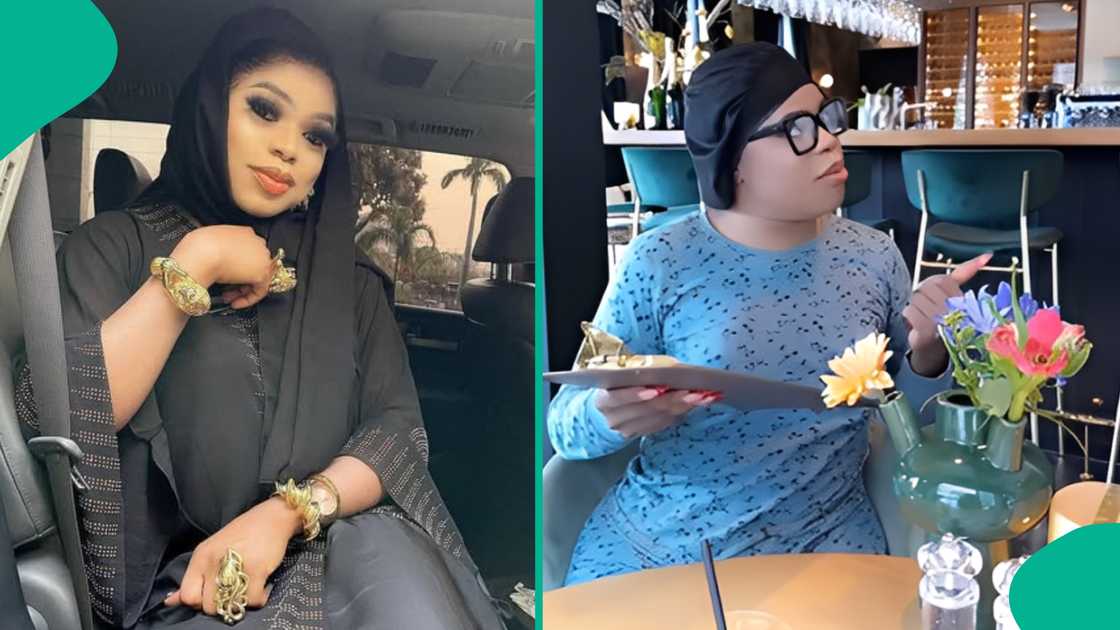 Bobrisky shares video of him at a restaurant overseas. Bobrisky shares video of him at a restaurant overseas.