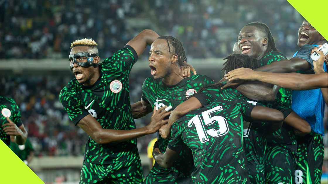 Victor Osimhen celebrates his goal against Benin Republic.