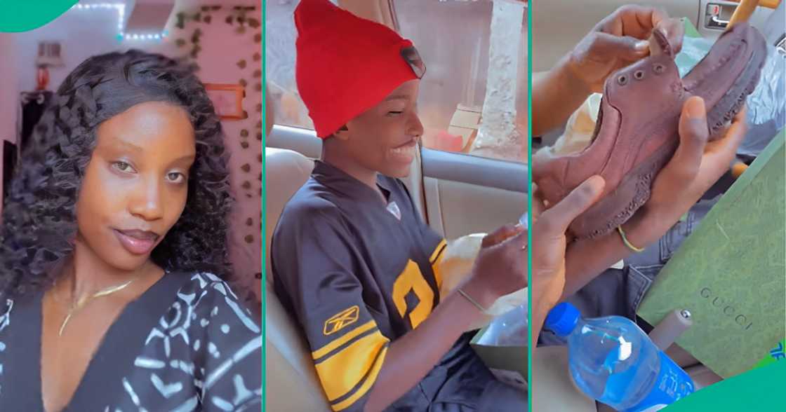 Lady shows shoes her uncle bought for her younger brother from abroad Lady shows shoes her uncle bought for her younger brother from abroad