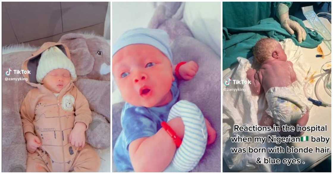 Nigerian woman delivers baby with blue eyes and blonde hair Nigerian woman delivers baby with blue eyes and blonde hair