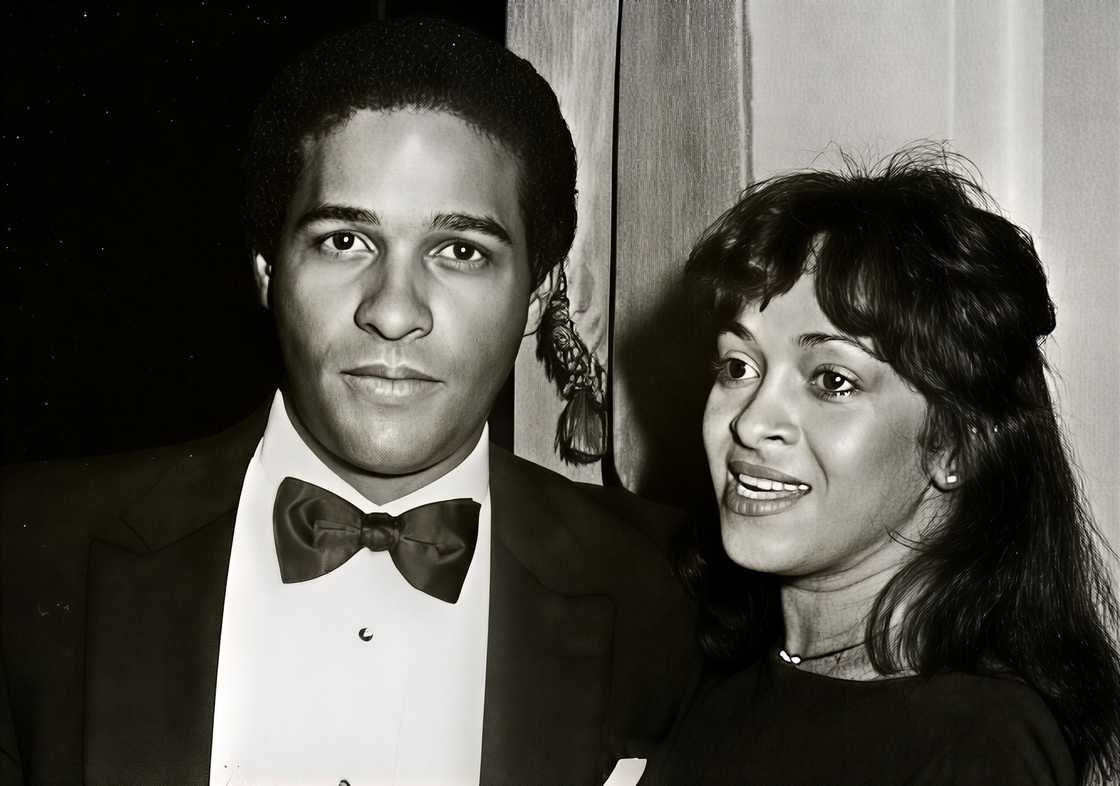 A black and white photo of Bryant Gumbel and his first wife, June Baranco A black and white photo of Bryant Gumbel and his first wife, June Baranco