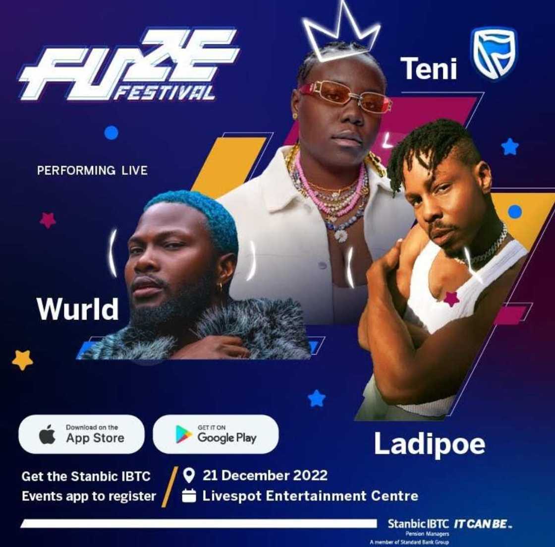 Teni, Ladipoe, Wurld, Others to Perform at FUZE Festival Teni, Ladipoe, Wurld, Others to Perform at FUZE Festival