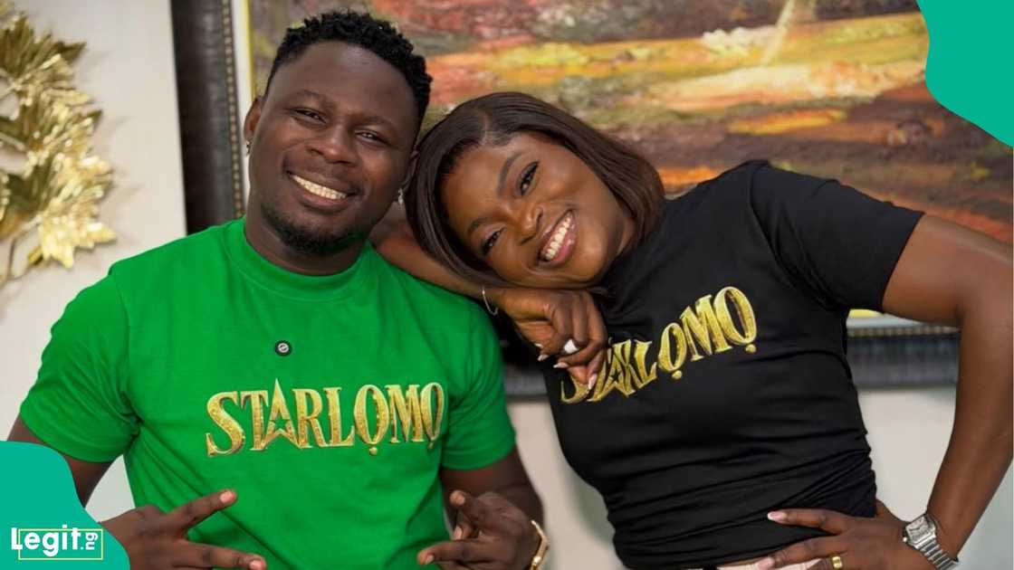 Funke Akindele and Kamo State share a playful moment while promoting his latest movie, Starlomo Funke Akindele and Kamo State share a playful moment while promoting his latest movie, Starlomo