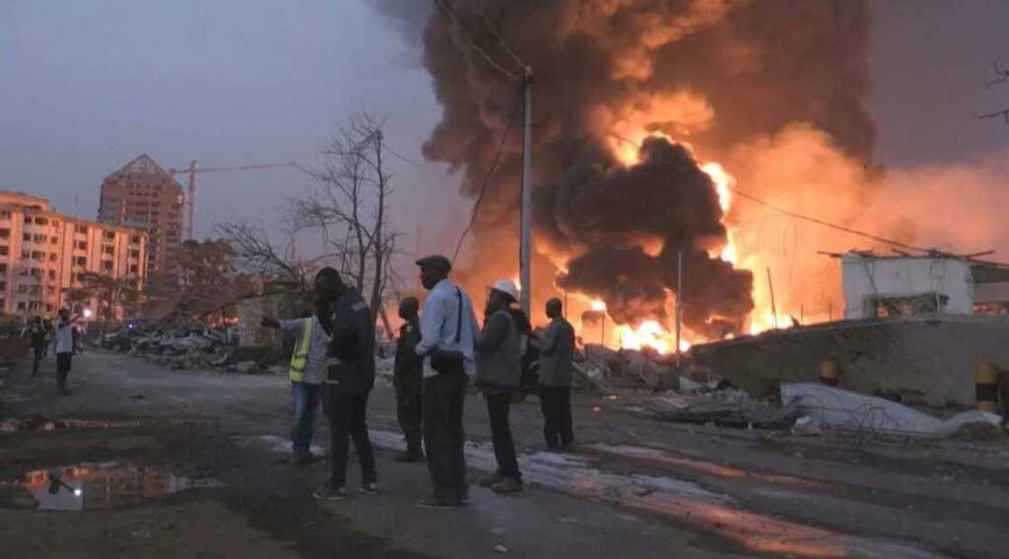 It took nine days for the blaze in Conakry to be fully extinguished after a blast rocked the state oil company's main depot It took nine days for the blaze in Conakry to be fully extinguished after a blast rocked the state oil company's main depot