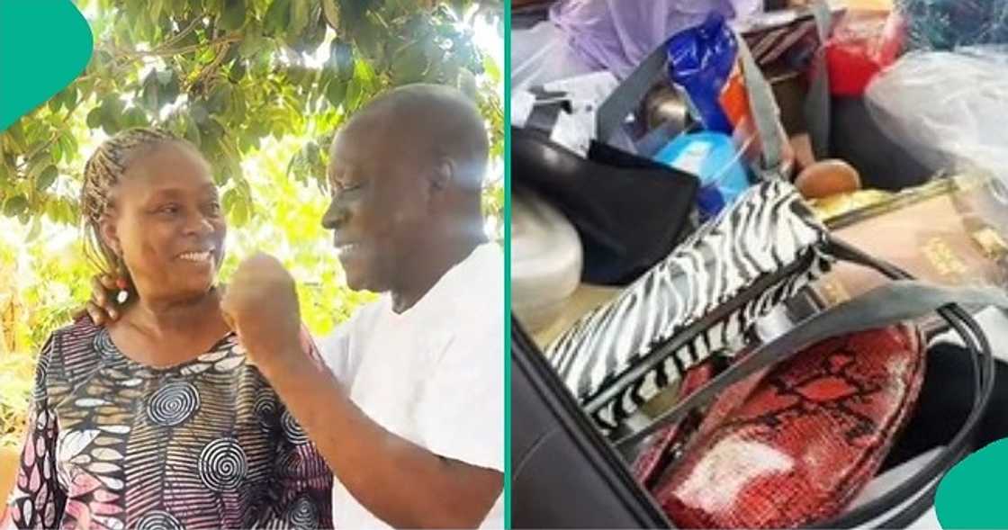 Nigerian lady returns from UK with big box filled with gift items Nigerian lady returns from UK with big box filled with gift items