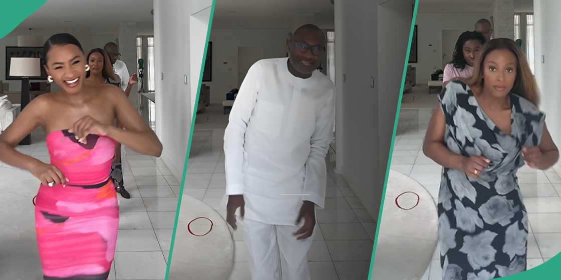 Femi Otedola and daughters dance on Tshwala Bam song