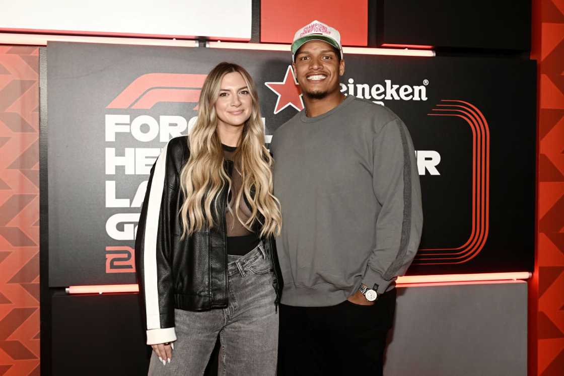 Allison Kuch and Isaac Rochell at the F1 Grand Prix of Las Vegas in Las Vegas, Nevada Allison Kuch and Isaac Rochell at the F1 Grand Prix of Las Vegas in Las Vegas, Nevada