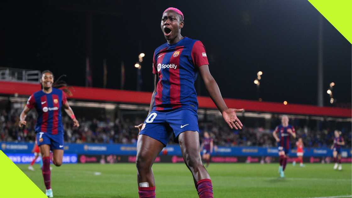 Asisat Oshoala, Barcelona Femeni, Benfica, UEFA Women's Champions League, Estadi Johan Cruyff, Spain.