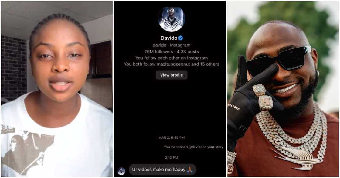 Davido follows female fan, slides into her DM