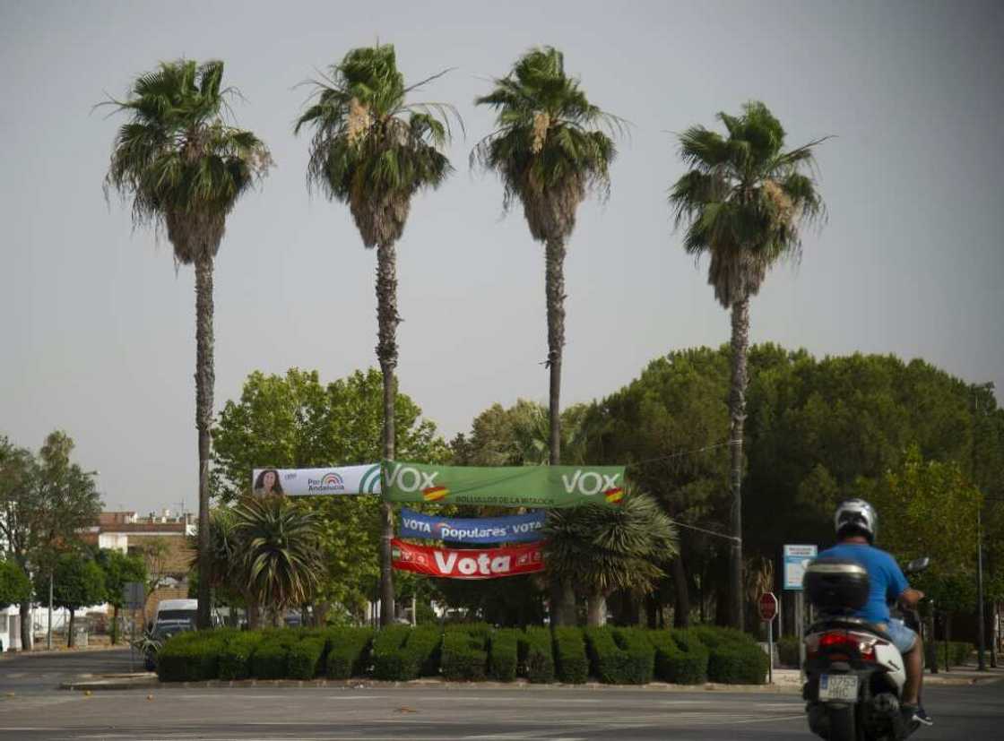 Electroal posters in Seville for a regional vote in Andalusia Electroal posters in Seville for a regional vote in Andalusia