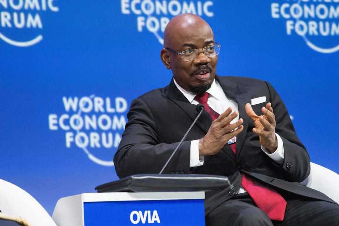 Jim Ovia speaks during the World Economic Forum (WEF) Africa meeting at the Cape Town International Convention Centre