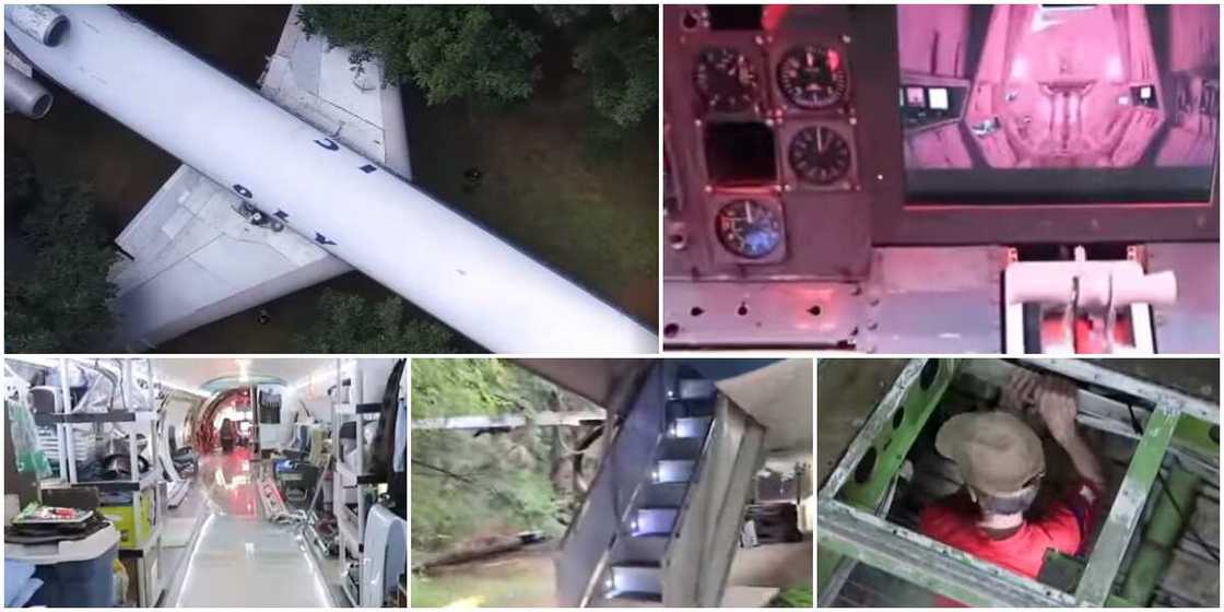 Man acquires old aeroplane for N41m, transforms it into his house, video of its interior sparks reactions