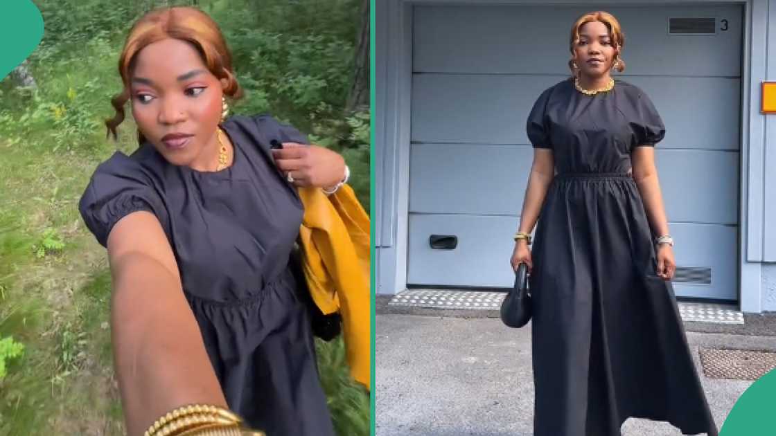 Lady shares video as she walks through forest in Finland alone, vibes to Mike Ejeagha's song Gwo Gwo Gwo Ngwo