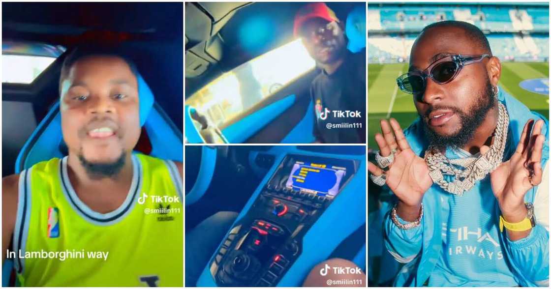 Davido's domestic staff takes ride in his Lamborghini.