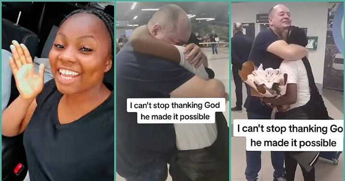 Lady over the moon as she meets her oyinbo lover Lady over the moon as she meets her oyinbo lover