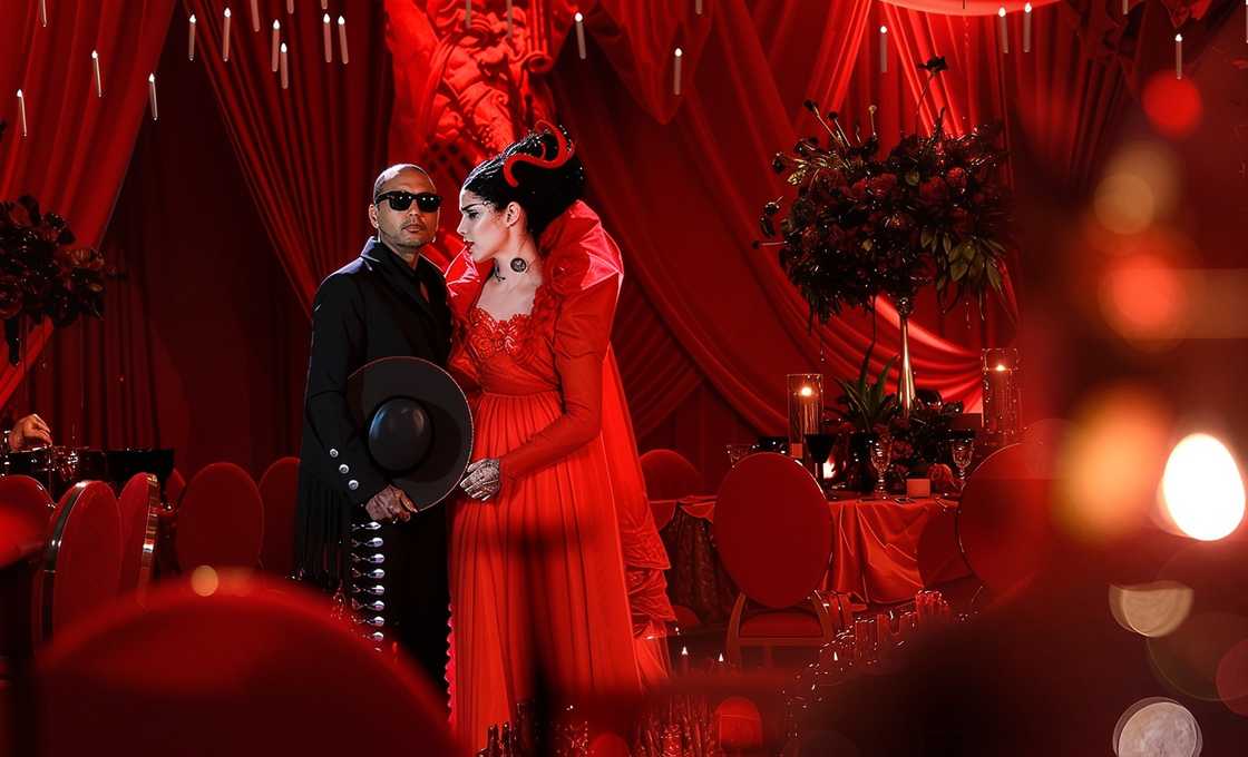 Kat Von D and her husband, Leafar Seyer during their second wedding ceremony