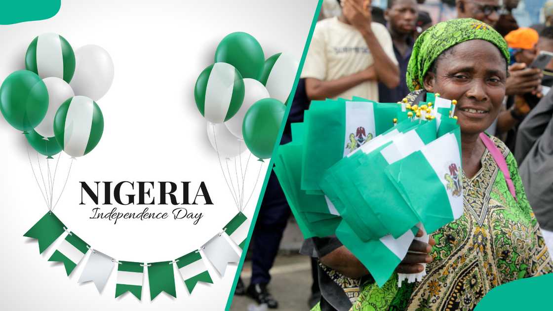 Nigerian Independence Day art work and people celebrating Nigerian Independence Day art work and people celebrating