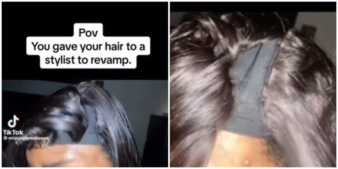 Lady reveals scanty nature of her wig Lady reveals scanty nature of her wig