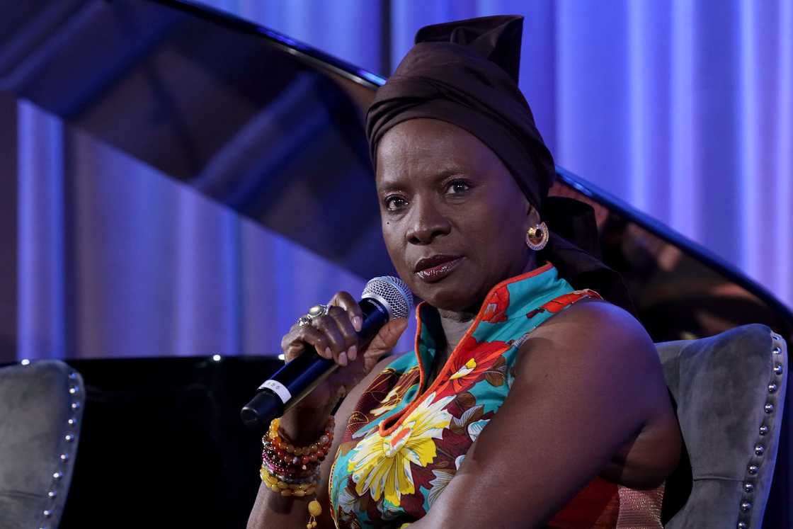 Angélique Kidjo speaks onstage at Spotlight: Ibrahim Maalouf With Special Guest D Smoke at The GRAMMY Museum in Los Angeles Angélique Kidjo speaks onstage at Spotlight: Ibrahim Maalouf With Special Guest D Smoke at The GRAMMY Museum in Los Angeles