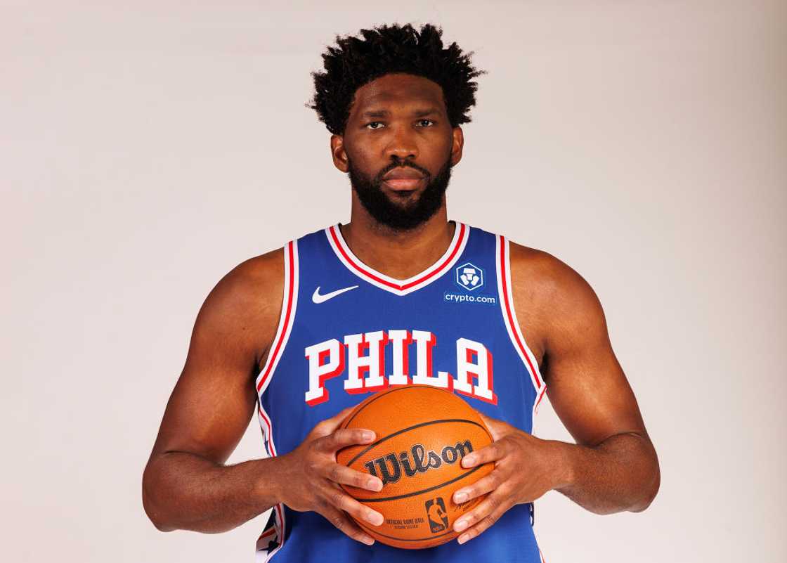 Joel Embiid at 76ers Training Complex on 2 October 2023 in Camden, New Jersey. Joel Embiid at 76ers Training Complex on 2 October 2023 in Camden, New Jersey.