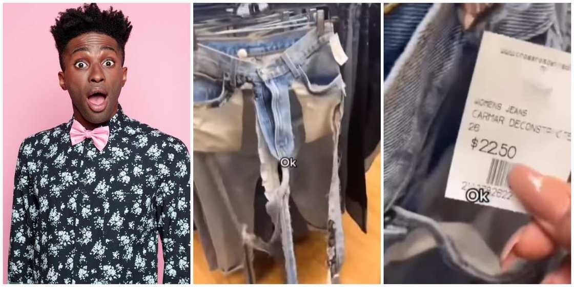 Photos of a stock model and ripped jeans. Photos of a stock model and ripped jeans.