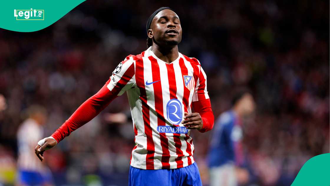Ademola Lookman, Atletico Madrid, Arsenal, Riyadh Air Metropolitano, UEFA Champions League. Ademola Lookman, Atletico Madrid, Arsenal, Riyadh Air Metropolitano, UEFA Champions League.