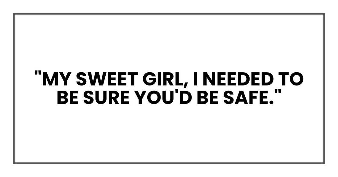 "My sweet girl," it began. "If you're reading this, then I didn't get the chance to tell you everything in person. I'm sorry for the secrets. I needed to be sure you'd be safe." "My sweet girl," it began. "If you're reading this, then I didn't get the chance to tell you everything in person. I'm sorry for the secrets. I needed to be sure you'd be safe."