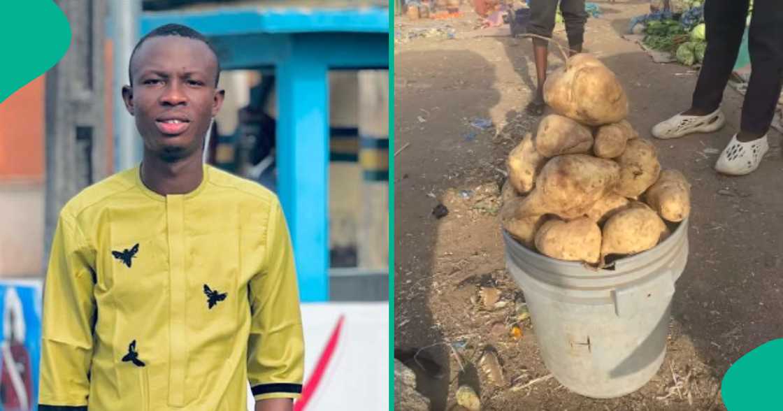 Man Displays Big Bucket of Potatoes He Bought For N1,700 at Bauchi Market, Netizens Marvel