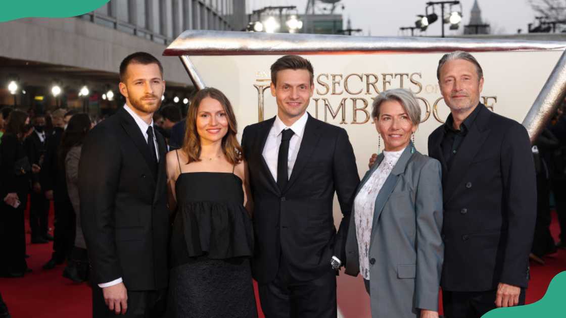 Viola, Carl, Hanne Jacobsen, and Mads Mikkelsen attend a film premiere in London, England