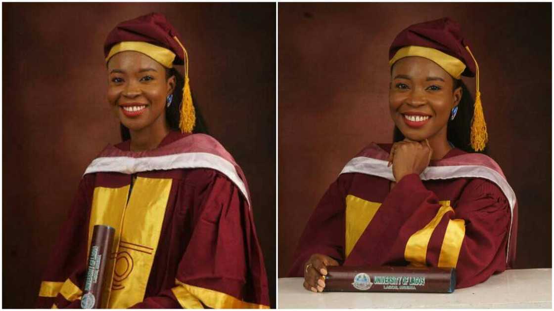 The Unilag masters graduate thanked God. The Unilag masters graduate thanked God.