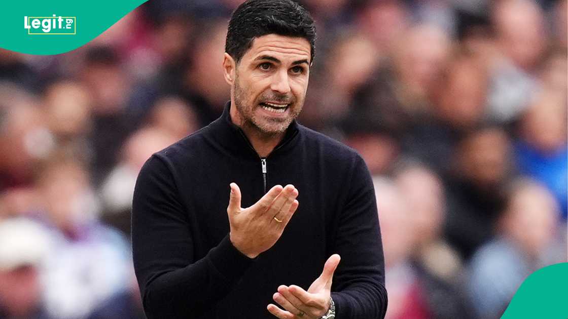 Mikel Arteta, Arsenal, West Ham, London Stadium, Premier League. Mikel Arteta, Arsenal, West Ham, London Stadium, Premier League.