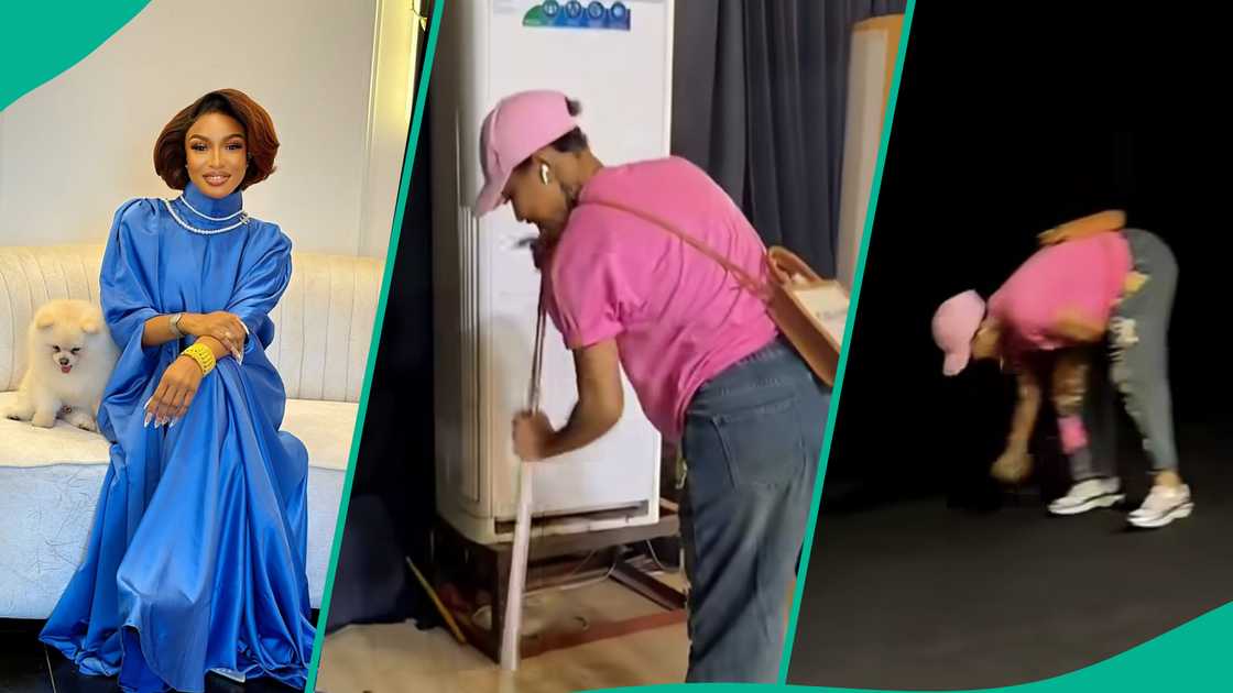 Tonto Dikeh sweeps and cleans cuirch before service Tonto Dikeh sweeps and cleans cuirch before service