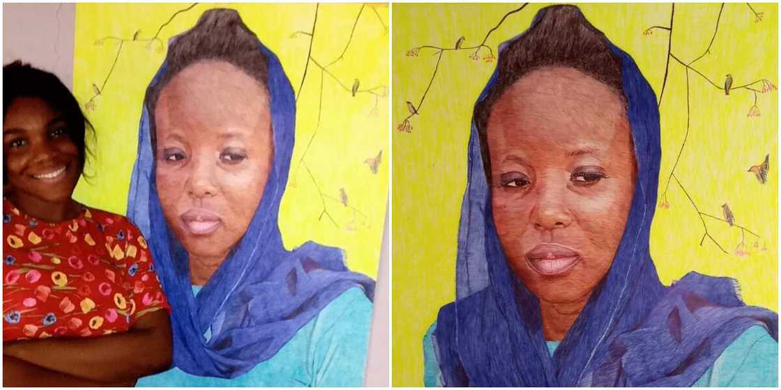 Nigerian Lady Who Taught Herself to Paint Shares Artwork She Did That Took Her 183 Days, Wows Many