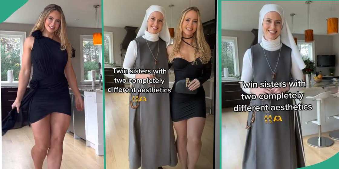 Lady and her twin sister who is a nun. Lady and her twin sister who is a nun.