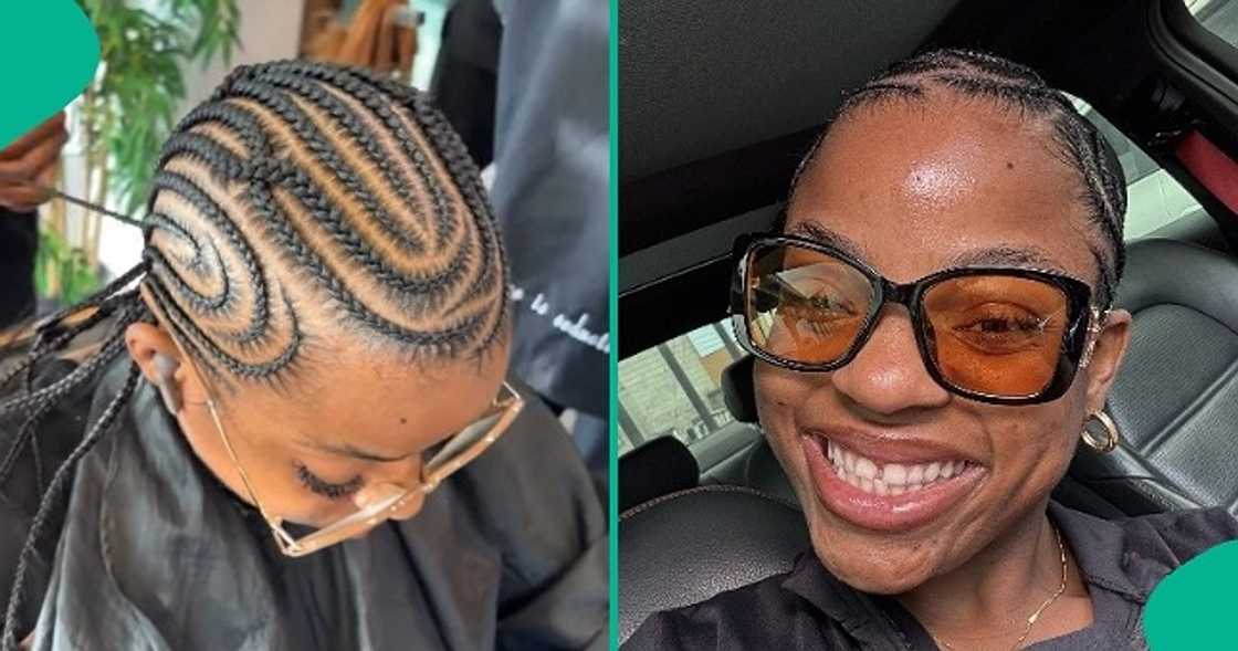 Nigerian lady shares photos of N40k 'all back' hairstyle she made. Nigerian lady shares photos of N40k 'all back' hairstyle she made.