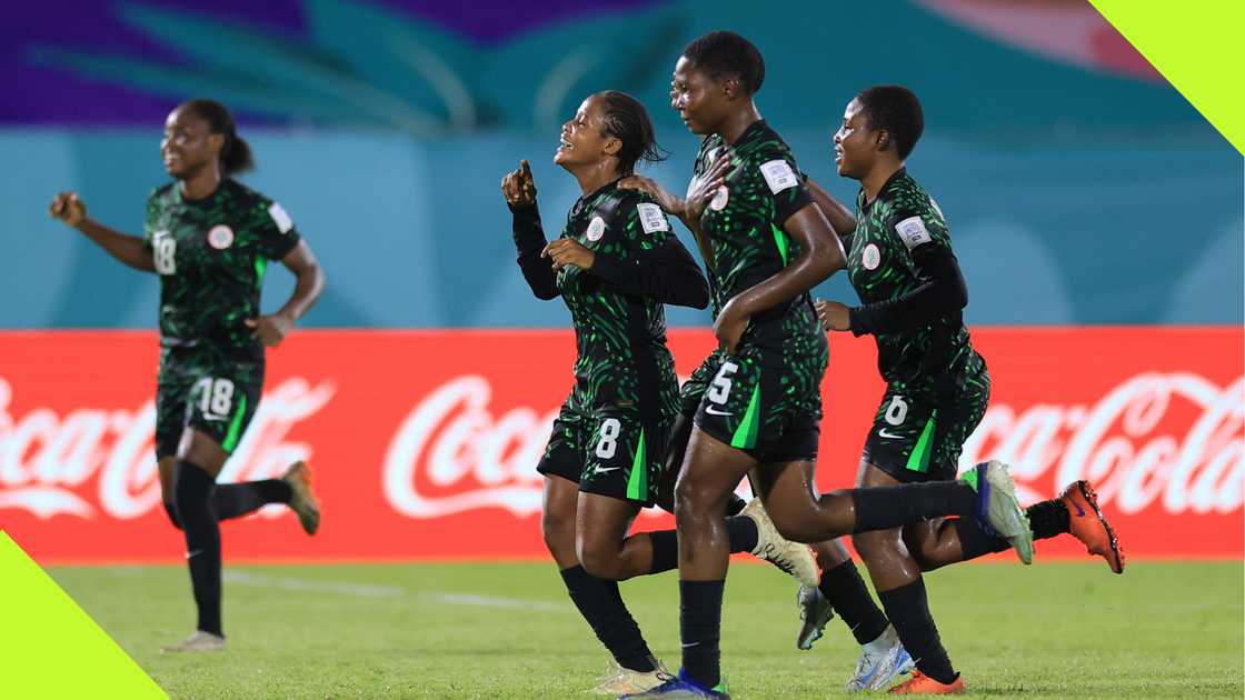 Shakirat Moshood, Jumai Adebayo, Faridat Abdulwahab, Blessing Ifitezue, Flamingos, Dominican Republic, Felix Sanchez Stadium, FIFA U17 Women's World Cup. Shakirat Moshood, Jumai Adebayo, Faridat Abdulwahab, Blessing Ifitezue, Flamingos, Dominican Republic, Felix Sanchez Stadium, FIFA U17 Women's World Cup.